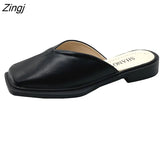 Deformed Heel Autumn Luxury Chain Square Head Shallow Flat Shoes Women's Lazy Loafer Casual Flat Square Heels Lolita