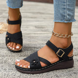 2025 Summer New Summer Shelides Women's Flowers Flat-Soled Sandals Wearing Buckle