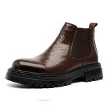 Zingj British Style Round Head Thick Bottom Martens Men's 2024 New Single Shoe Thick Heel Chelsea Boots