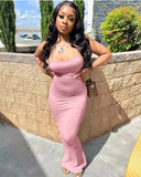 Summer Slip Sexy High Waist Strap Long Solid Color