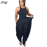 Women Tracksuit Two Piece Set Slim Crop Tank Top + Loose Long Pants Sportsuit Matching Set Clothes For Women