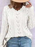 Women's Sweater Knitted Shirt Design Hollow V-Neck Long-Sleeved Hooded