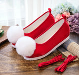 Zingj Shoes, Hanfu Shoes Ancient Style Ancient Costume Flat National Style Pure Color Lovely Girl Bright Cloth