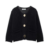 Women's INS Explosion Coarse Needle Long Sleeved Button