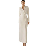 2025 New Women's Clothing Solid Color Long-Sleeved Button Coat Suit Dress
