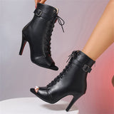 Wears Fish-Billed Cool Boots Girls Summer Fine Heeled Short Boots Jazz Dance High Heels Sandals Large