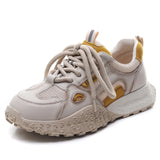 Layer Of Cowhers Old Dad Shoes 2025 Spring And Summer New Breathable Mesh Thick Bottom Casual Lace Single