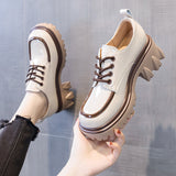 Small Leather Shoes Female English Wind 2025 New Autumn Color Fashion Coarse Heel Thick-Bottomed High-Le-Fulford
