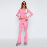 New Casual Wind Low-Rise Horn Pants Fashion Thin Solid Pants Set