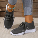 Casual Sports Single Shoe Lace Mesh Breathable Sports Single Shoes Women's Shoes Light Flat Bottom
