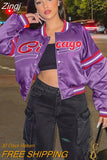 Letter Embroidery Varsity Jackets for Women 2023 Winter Coat Vintage Y2k Winter Streetwear Baseball Bomber