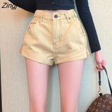 Women Denim Casual Mini Solid Street Style High Waist Summer Basic Cool Sexy Vintage Loose Cozy Chic Female Simple