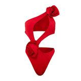 Solid-Colored Hollow-Piece Swimsuit Short Dress Two Sets Of Women 2025 New 3D