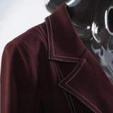 Autumn Heavy Industry Color Colliding Double Line In The Long Coat Jacket Women