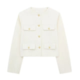 New Flip Decoration Round Collar Short Coat