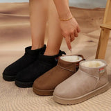 Short-Snow Boots Women 2025 Winter New Round Head Plus Velvet Thick Warm Flat Cotton