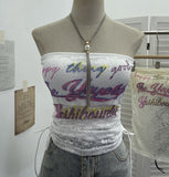 Shot With Chest Pad Lace Lace Hollow Hottie Breast Drawstring Thin Brat Waistcoat Sleeveless Top