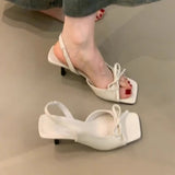 New Beautiful Fashion Toeless Sandals Women's Head Thin Heeled Cool Slippers French Fairy High