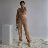 Autumn Spring Two Piece Set Women Tracksuits Harajuku Sweatshirts Elastic Waist Sweatshirt