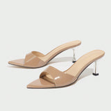 Women's High-Heeled Sandals One-Word Wide-Faced Muller Elegant Pointed Comfortable Kitten And Four-Season Night Party Women's