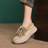 Layer Of Cowhede Thick-Soled Shoes Women 2025 Spring And Summer New Comfortable Casual Shoes Hollow
