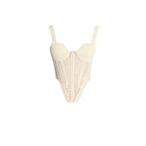 Zingj Hollow Out Inside The Jacket Spring 2024 New Fashion Fish Bone Bundle Waist Fish Bone Handmade Hook Flower Knit