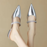 Drill Chain Tip Flat-Soled Single Shoes 2025 Spring And Summer Lady Flash Drill Low Heel Single