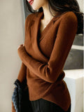 And Winter New Self-Inflicted Cross-Sense Design Knitted Jersey Sweater Women's
