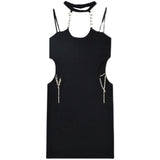 Thai New Design Sense Of Sling Dress Girl Niche Sexy Chain Hanging Neck Hot Girl Bare Backpack Short