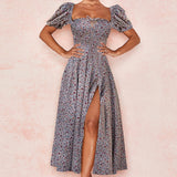 Women's Temperament Floral Lace With Short Lotus Leaf Side Holiday