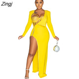 Women Dress Split Out Lace Up Party Night Clubwear Full Sleeve Dresses For Women