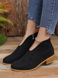 Coarse And Round-Headed Leopard-Print Short Boots Women Thin Vip Flat Solid Velvet Bare