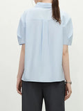 Temperament Design Sense V-Neck Shirt Woman 2025 Summer New Loose White Short-Sleeved Shirt Top