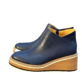 Slope And Short Boots Women 2025 Autumn And Winter New Flat Bottom Zipper Round Head Solid Color Bare Boots Thick Bottom Leather