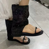 Summer New Word Drag Cool Boots Women Retro Western Cowboy Boots Trouser Boots Roman Cool Boots Pile