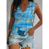 Summer Loose Tank Top Women Beach Sleeveless Shirt Women's Printed Vest Women Blusas Para Mujer Female Clothing