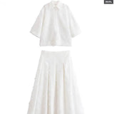 For Women's Clothing INS Explosive Temperament Tuxed Feather Shirt + Skirt