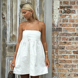 Solid Tube Bandeau Mini Dress-Outfit Ideas