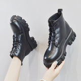 Autumn And Winter New British Wind Martin Boots Female Students Korean Version Of The Short Boots Wearing Thick Skin
