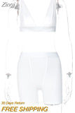 2023 Sleeveless V-Neck Sexy Crop Tank Top Biker Shorts 2 Piece Set Summer Autumn Women Fashion Streetwear
