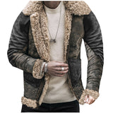 Winter New Fur Integrated Men's Coat Thick Imitation Leather Velvet Printed Jacket