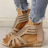 Summer Large-Size Dew Water Drilling Slope And Women's Sandals New Flat-Bottomed Roman Sandals