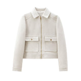 Women's Dress 2025 Autumn Zipper Collar Long-Sleeved Jacket Baseball Jacket Women