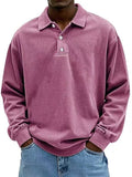 New Men's Casual Long-Sleeved Button-Down Shirt Polo