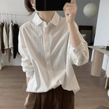 Shirt Women's Spring And Autumn New Loose Thin Korean Version Of Age-Reduction Long-Sleeved Basic Simple Solid Color