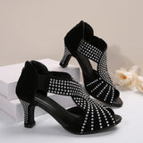 2025 Spring And Summer New Water Drill High Heel Fish Mouth Sandals Large-Size Coarse Fashion Sandals
