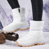Snow Boots Women With Velvet Thick Cotton Shoes 2025 Winter New Zipper Thick-Bottomed Warm Cotton