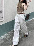 Zingj Denim Pants Women's Summer 2024 New High Waist Loose Straight Pants Down Wide Legs Drag The Floor Casual
