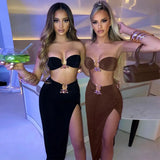 New Women's Sexy Open Skirt Metal Buckle