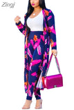 Piece Matching Sets Sexy Printed 2 Piece Set Women Clothes 2023 Long Cardigan Tops+Pants Suits Casual Autumn Winter
